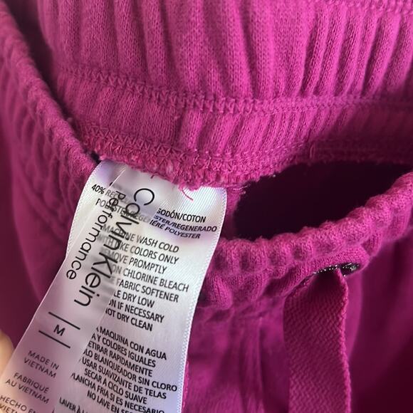 Calvin Klein Performance Hot Pink Spell Out Leg in Black Sweat Pants Lounge M - Picture 5 of 9